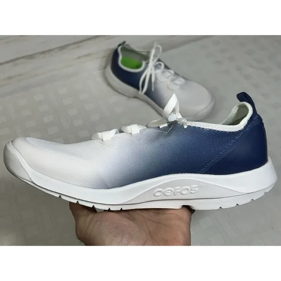 Oofos OOmg Sport LS Low Mens Size 10 EU 43 Running Walking Shoes Blue White