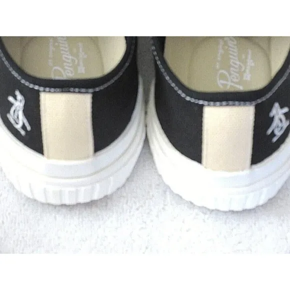 Original Penguin Men's Yeates U Throat Canvas Lace Up Shoes Black White NIB