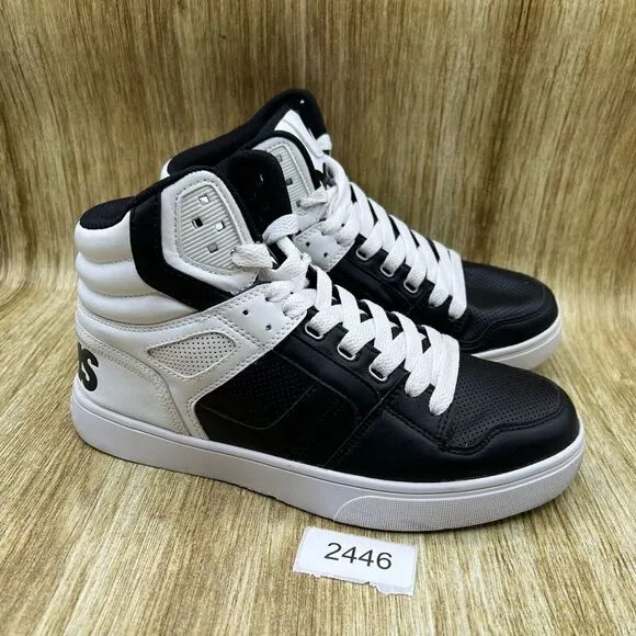 Osiris Clone Men's Size 8.5 Black‎ White Sneakers Skateboarding Shoes Mid Top