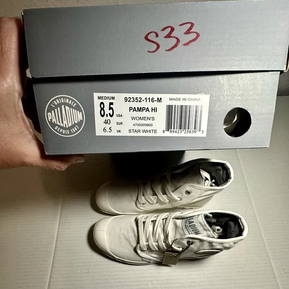 Palladium Boot Pampa Hi Women’s  Size 8.5 Original Urban White Indie Medium New