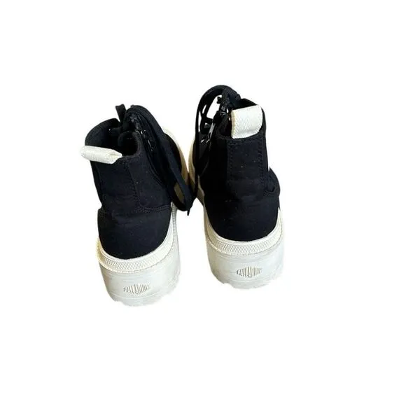 Palladium pallabase twill black and cream high top shoes women