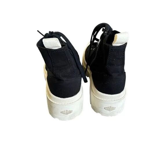 Palladium pallabase twill black and cream high top shoes women