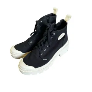 Palladium pallabase twill black and cream high top shoes women