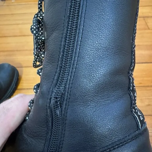Panama Jack Black Leather Fur-Lined Combat Boots – Rugged Winter-Ready Style