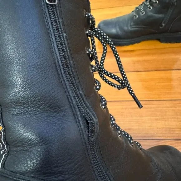 Panama Jack Black Leather Fur-Lined Combat Boots – Rugged Winter-Ready Style