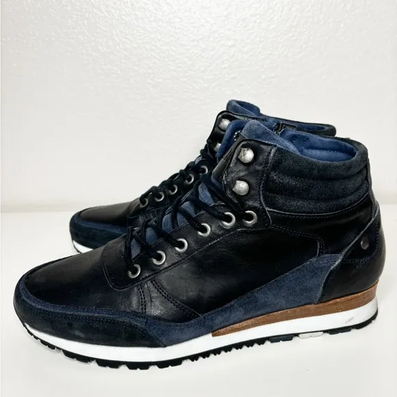 Parc City Humber Leather Navy High Top‎ Lace Up Sneakers Men's Size 8.5