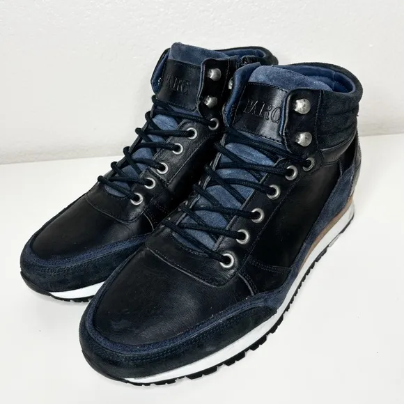 Parc City Humber Leather Navy High Top‎ Lace Up Sneakers Men's Size 8.5