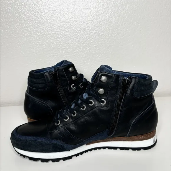Parc City Humber Leather Navy High Top‎ Lace Up Sneakers Men's Size 8.5