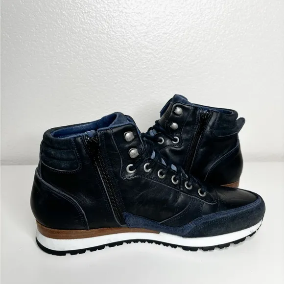Parc City Humber Leather Navy High Top‎ Lace Up Sneakers Men's Size 8.5