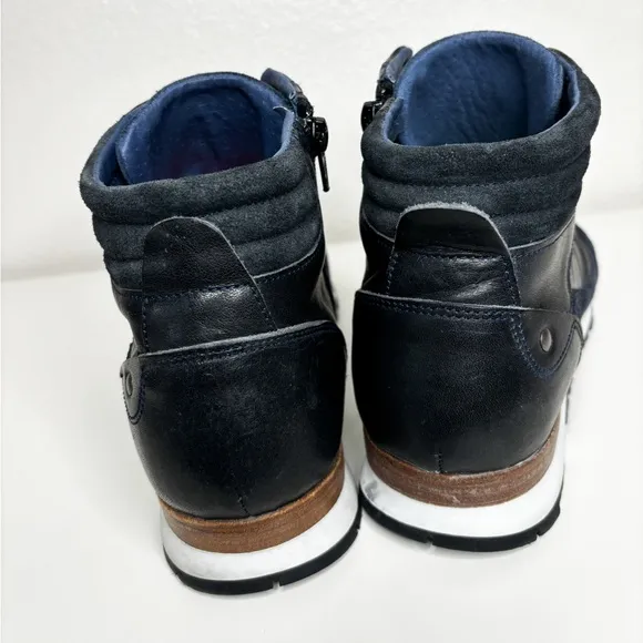 Parc City Humber Leather Navy High Top‎ Lace Up Sneakers Men's Size 8.5