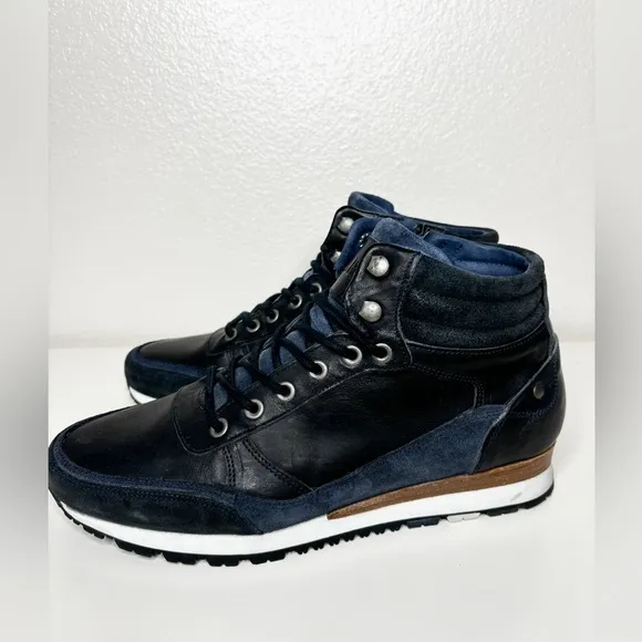 Parc City Humber Leather Navy High Top‎ Lace Up Sneakers Men's Size 8.5
