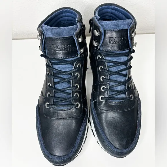 Parc City Humber Leather Navy High Top‎ Lace Up Sneakers Men's Size 8.5