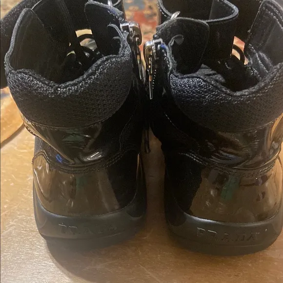 Patent leather Prada high top kids shoes size 34 (2-1/2)