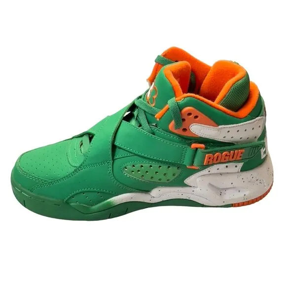 PATRICK EWING Mens Shoes Green Orange Leather High-top Sneaker Basketball Size 7