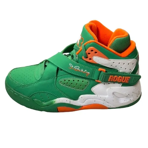 PATRICK EWING Mens Shoes Green Orange Leather High-top Sneaker Basketball Size 7