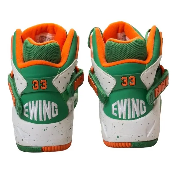 PATRICK EWING Mens Shoes Green Orange Leather High-top Sneaker Basketball Size 7