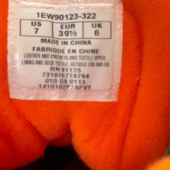 PATRICK EWING Mens Shoes Green Orange Leather High-top Sneaker Basketball Size 7