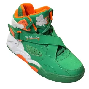 PATRICK EWING Mens Shoes Green Orange Leather High-top Sneaker Basketball Size 7