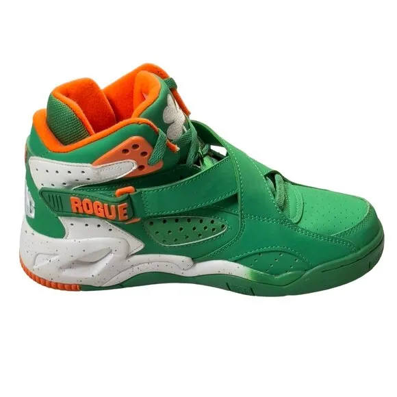 PATRICK EWING Mens Shoes Green Orange Leather High-top Sneaker Basketball Size 7