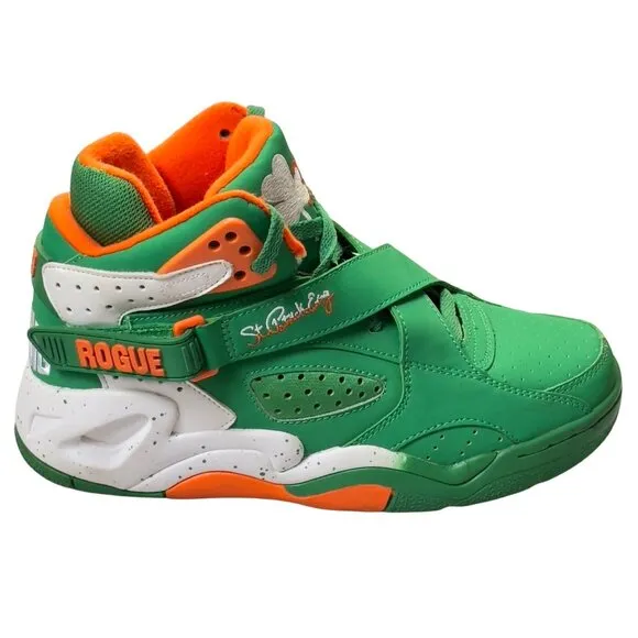 PATRICK EWING Mens Shoes Green Orange Leather High-top Sneaker Basketball Size 7