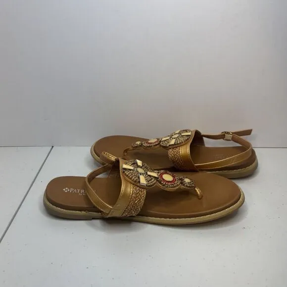Patrizia Zinzibar Leather Embellished Thong Sandals Slingback Womens