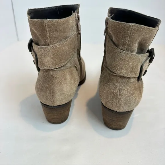 Paul Green Biker Chic Tan Suede Leather Ankle Boots European 6.5 -US 9