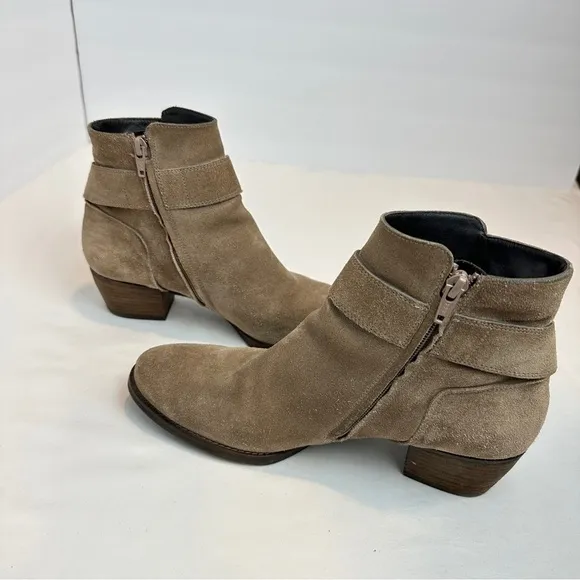 Paul Green Biker Chic Tan Suede Leather Ankle Boots European 6.5 -US 9
