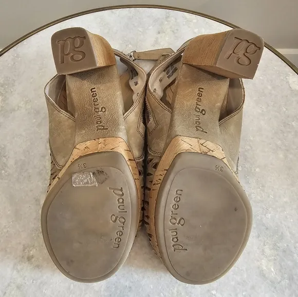 Paul Green Costa Peep Toe Bootie Size 3.5 (6) Natural Nude