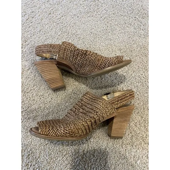 Paul Green Lovely Sandal Sisal Cuoio Woven Slingback Heel, Size US 6.5 $369