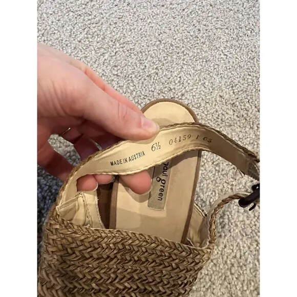 Paul Green Lovely Sandal Sisal Cuoio Woven Slingback Heel, Size US 6.5 $369