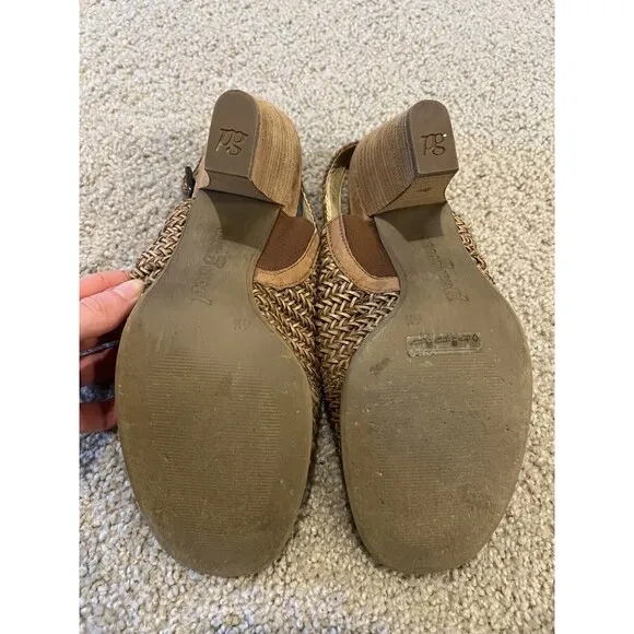 Paul Green Lovely Sandal Sisal Cuoio Woven Slingback Heel, Size US 6.5 $369