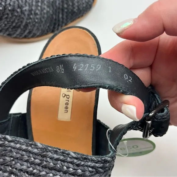Paul Green Lovely Sandals Black Woven Vamp Slingback Heels US 11 NEW *FLAWED