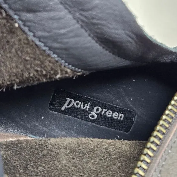 PAUL GREEN Newbury Suede Gray Leather Wedge Chunky Heeled Boots Size 7 UK NWT