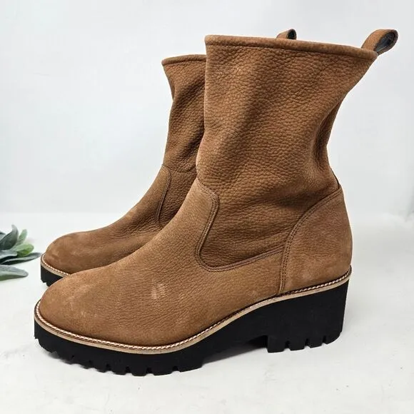 PAUL GREEN Newbury Suede Leather Wedge Boots Chunky Platform Size 8 UK
