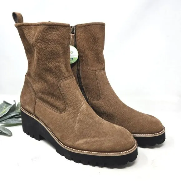 PAUL GREEN Newbury Suede Leather Wedge Boots Chunky Platform Size 8 UK