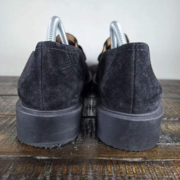 Paul Green Sadie Loafer Womens Size 11 US Platform Heel Shoes Black Suede 8.5 UK