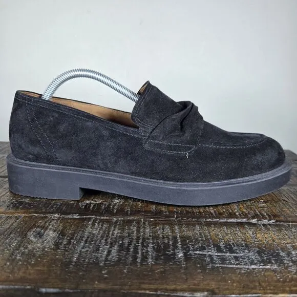 Paul Green Sadie Loafer Womens Size 11 US Platform Heel Shoes Black Suede 8.5 UK