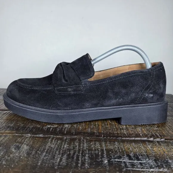 Paul Green Sadie Loafer Womens Size 11 US Platform Heel Shoes Black Suede 8.5 UK