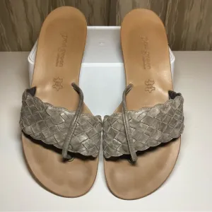 Paul Green Women’s Size 5.5 Beige Grey Woven Leather Thong Wedge Sandals Austria
