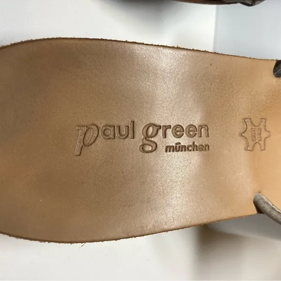 Paul Green Women’s Size 5.5 Beige Grey Woven Leather Thong Wedge Sandals Austria