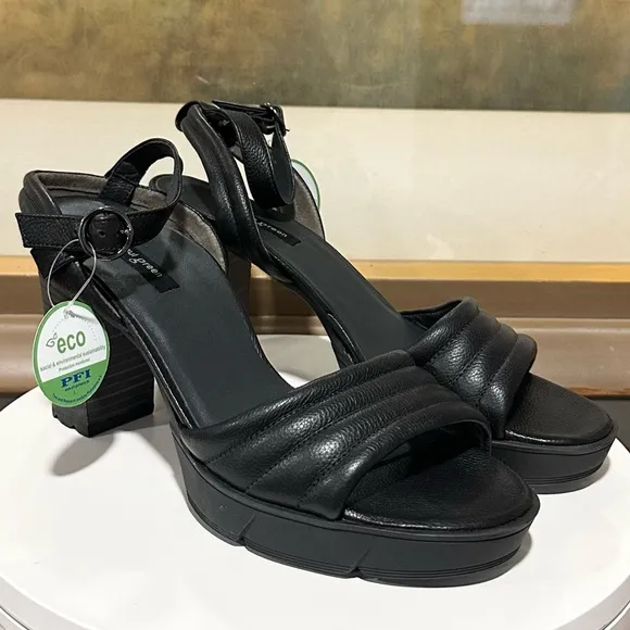 🌹PAUL GREEN🌹Leslie Platform Sandal In Black Leather Size: 7