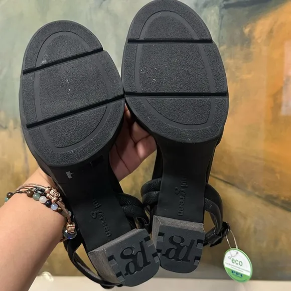🌹PAUL GREEN🌹Leslie Platform Sandal In Black Leather Size: 7