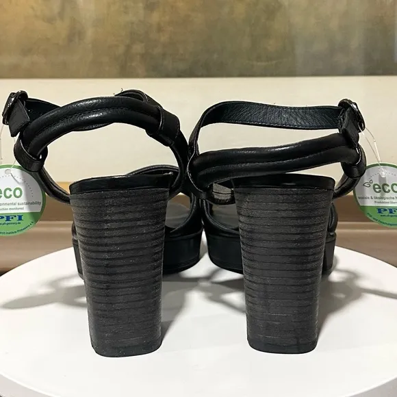 🌹PAUL GREEN🌹Leslie Platform Sandal In Black Leather Size: 7