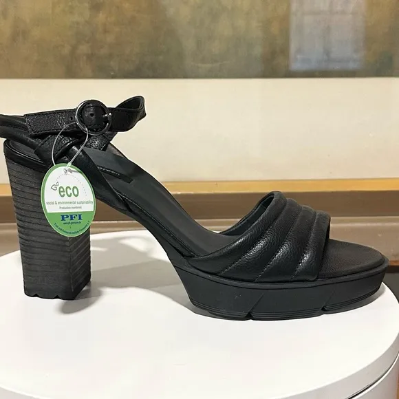 🌹PAUL GREEN🌹Leslie Platform Sandal In Black Leather Size: 7