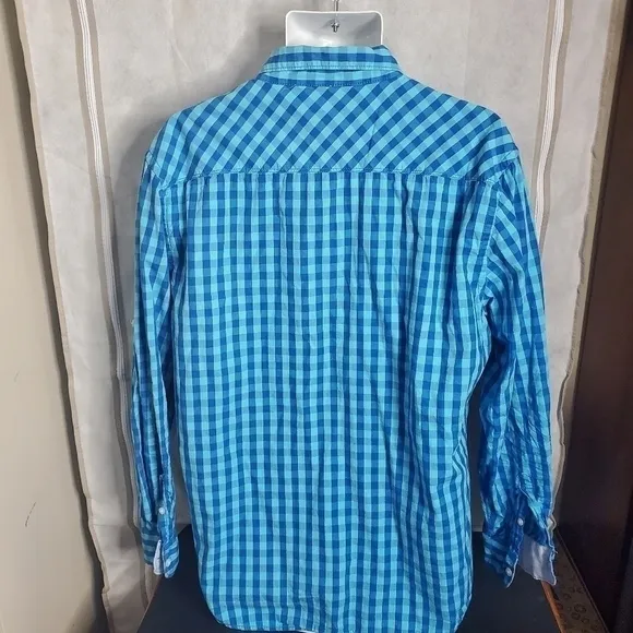 PD&amp;C Classic Plaid Button Down Shirt Men’s XL Blue