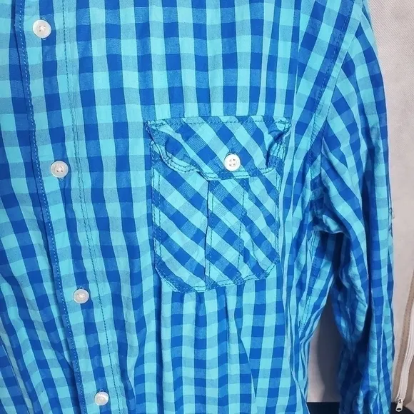 PD&amp;C Classic Plaid Button Down Shirt Men’s XL Blue