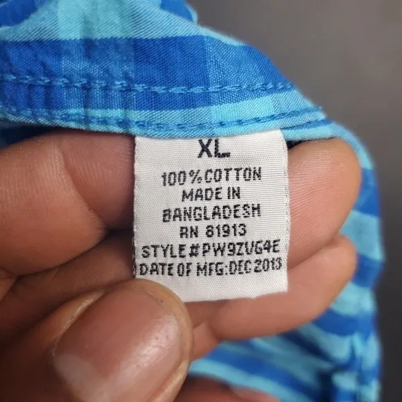PD&amp;C Classic Plaid Button Down Shirt Men’s XL Blue