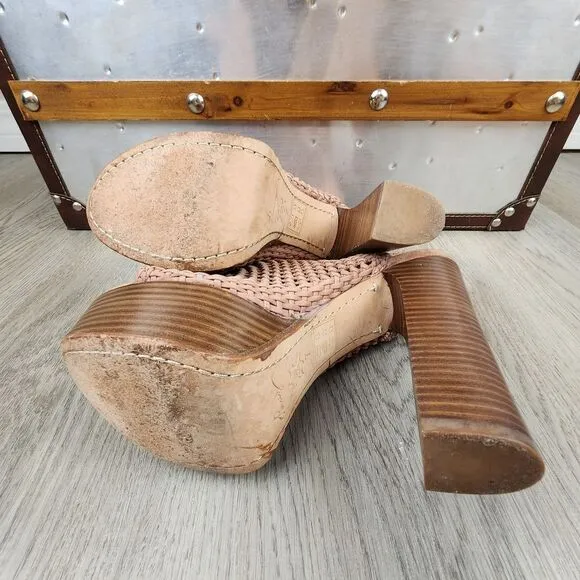 Pencey Alexus Woven Platform Leather Sandals size 7