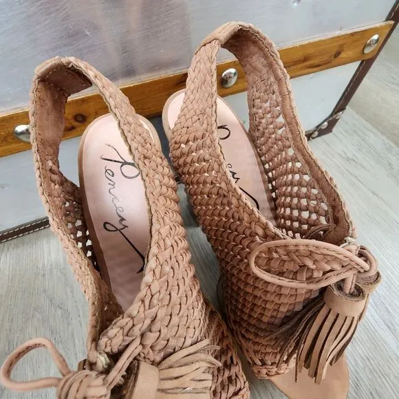 Pencey Alexus Woven Platform Leather Sandals size 7