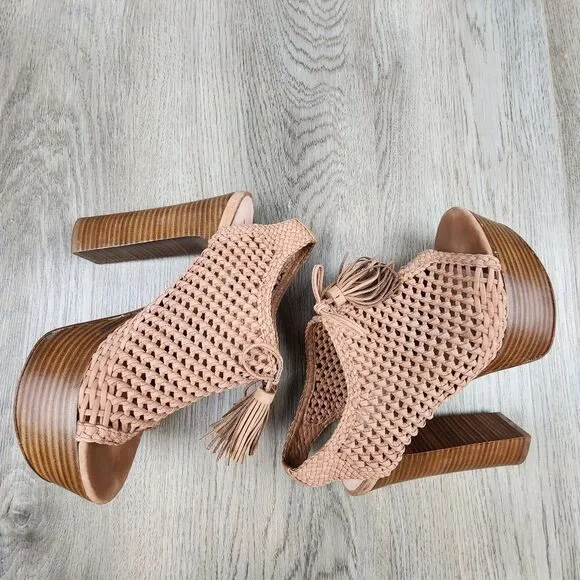 Pencey Alexus Woven Platform Leather Sandals size 7